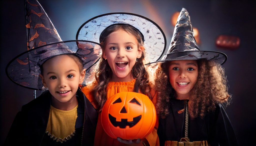 Niños disfrazados en Halloween