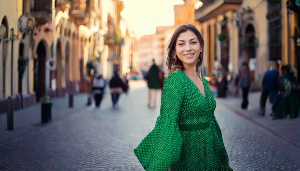 Mujer vestida de color verde